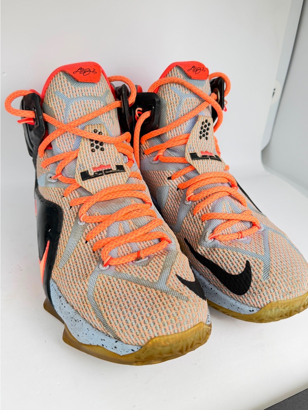Nike Lebrom 12 grey Orange black gum sole basketball size 9 - Picture 6 of 6